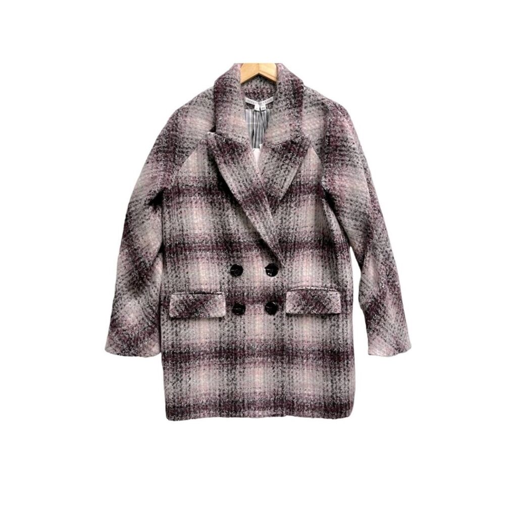 NWT Veronica Beard Double-Breasted Plaid Pea Coat - Picture 4 of 9